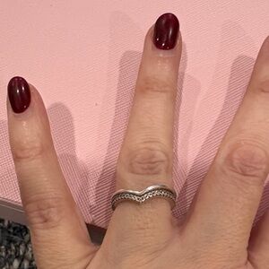 Pandora Sparkling Wishbone Ring in sterling silver 7.5